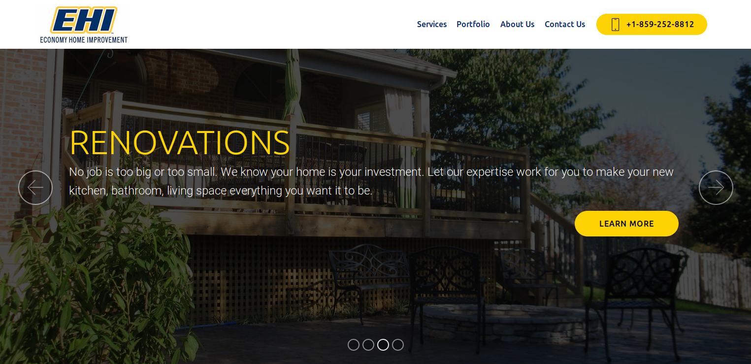 Economy Home Improvement Home Page Showing Renovations Lexington Kentucky | 4Site Advantage WordPress Website Design Services